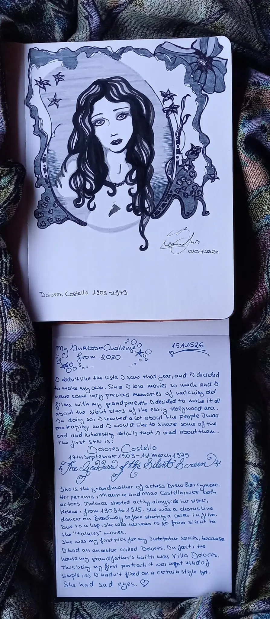 Dolores Costello, first handwritten page