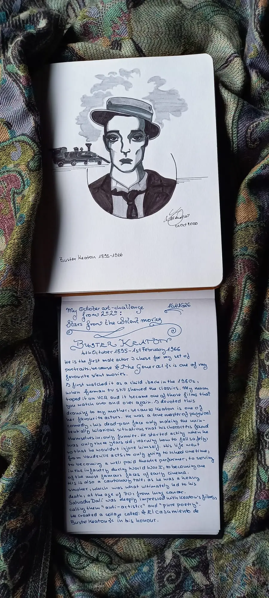Buster Keaton, first handwritten page