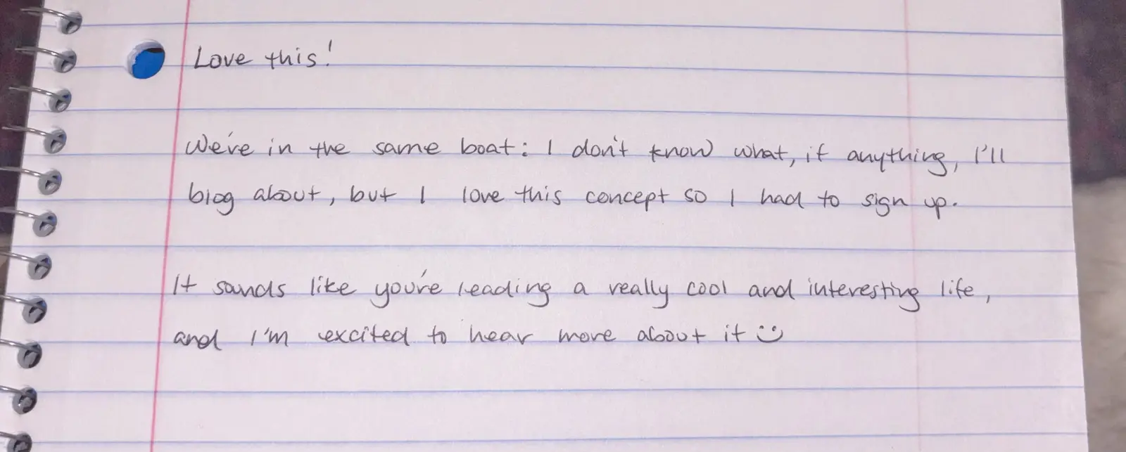 Handwritten comment on First One!, reply 1
