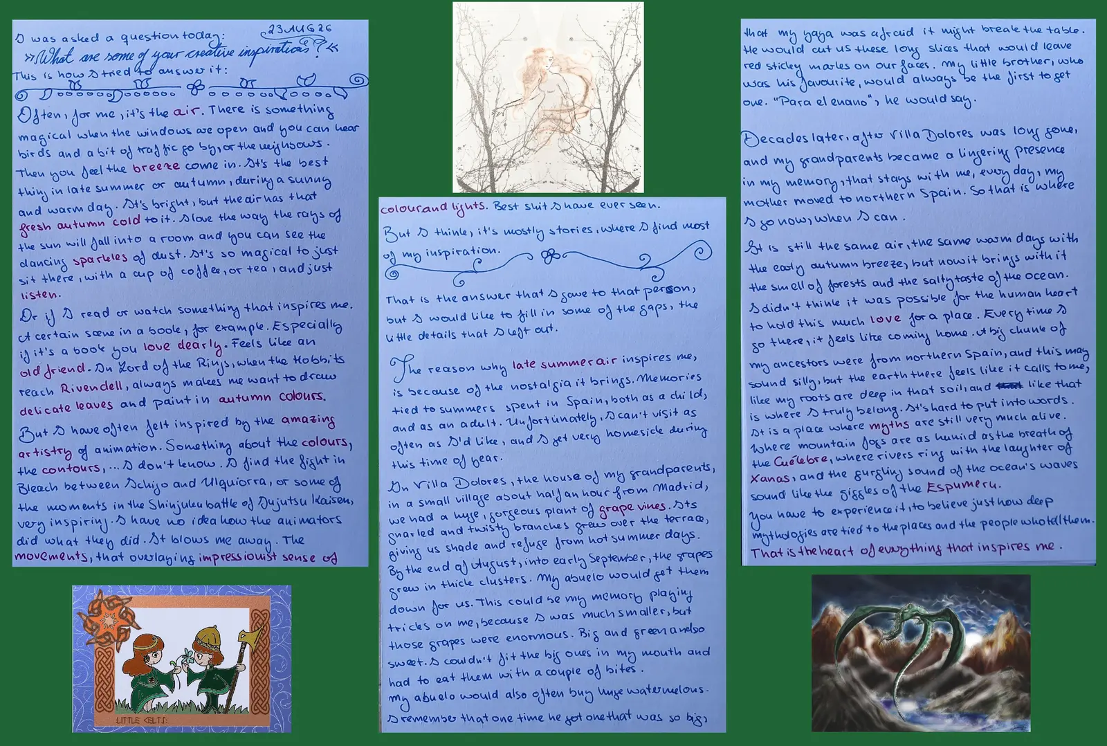 Sources of Inspiration, first handwritten page