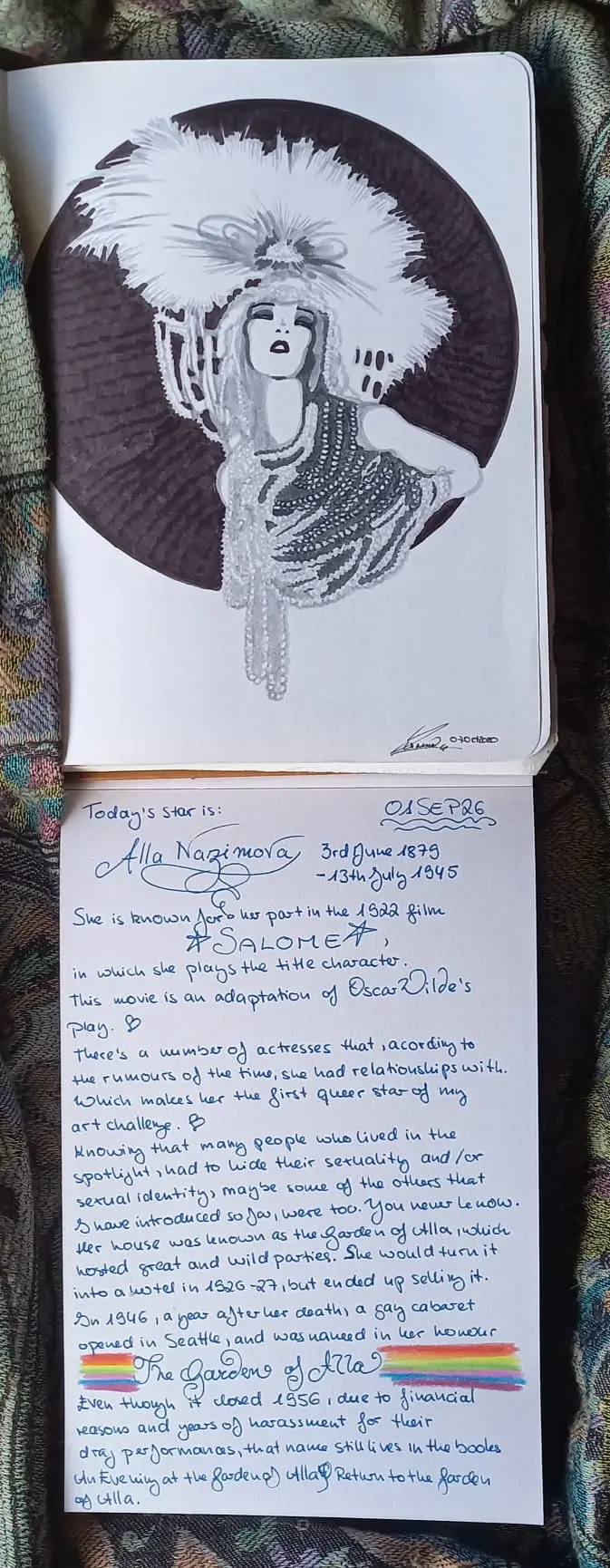 Alla Nazimova, first handwritten page